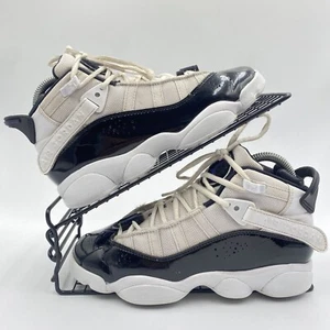 Nike Air Jordan 6 Anillos Negro Entrenadores Talla UK 4.5 Blanco Gimnasio Top Alto 323419-104 - Imagen 1 de 8