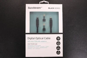 DIGITAL OPTICAL CABLE SANDSTROM BLACK SERIES WITH MINI-TOSLINK ADAPTERS - Picture 1 of 3