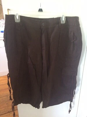 A.N.A. Petite Linen Crop Cargo Capri Pants Brown 14P  NWT - Image 1 of 4
