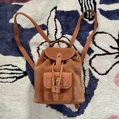 Gucci Orange Mini Suede Bamboo Backpack Handbag - Image 1 of 4
