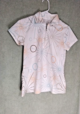 Camisa Polo Izod XFG Genial FX Para Mujer Talla XS Blanca Geométrica Cremallera Manga Corta Top Foto 1 de 4