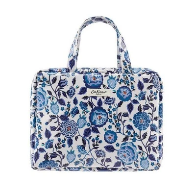 Cath Kidston zweiteilige Kulturtasche mit Griffen - Navy Carnation - neu mit Etikett