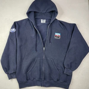 Vintage NFL ON FOX Hoodie Sweatshirt Full Zip Lee Mens Large Navy FOX SPORTS - Picture 1 of 8