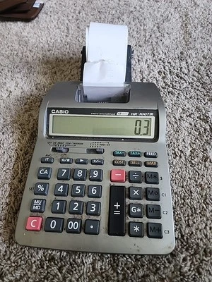 Casio HR-100TM Tax & Exchange 12 Digit Desktop Calculator Battery Only  - Image 1 of 4