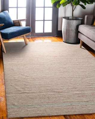 EORC Best Decor Pink Urban Loom Classical Design Wool Flatweave Area New Rug - Image 1 of 4