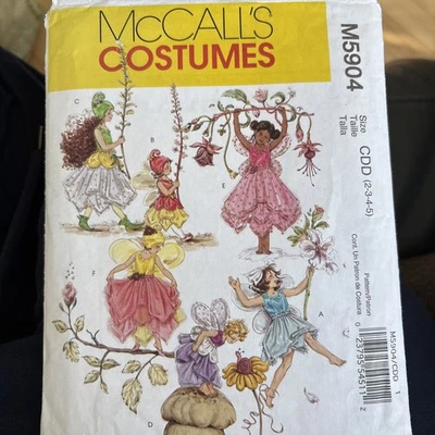 McCall's Costumes M5904 Sewing Pattern Size 2 3 4 5 Fairy Outfit Wings Cut - Image 1 of 2