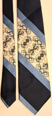 Corbata Oleg Cassini Expressly para Frank Brothers tiras azules con patrón vintage Foto 1 de 4