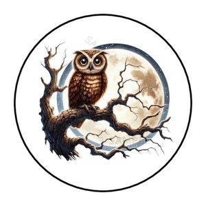30 Owl stickers labels tags envelope seals party favors Halloween - Picture 1 of 2