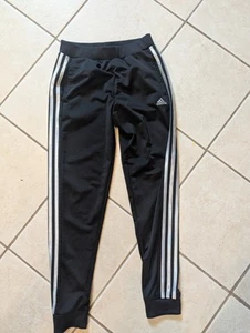Adidas Girl’s Black 3 Stripe Iridescent Joggers Sweatpants Pants Large L 14 - Picture 1 of 6