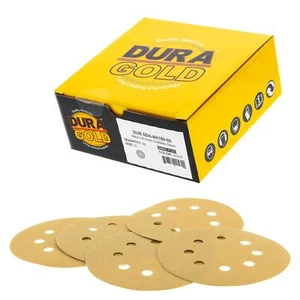 180 Grit - 5" Gold Sanding Discs 8-Hole Hook and Loop for DA Sander - Box of 50 - Bild 1 von 5