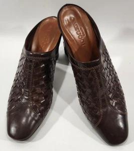 Sesto Meucci Damenschuhe Pantoletten Größe 7,5 M braun geflochtenes Leder Blockabsatz Slipper - Bild 1 von 14