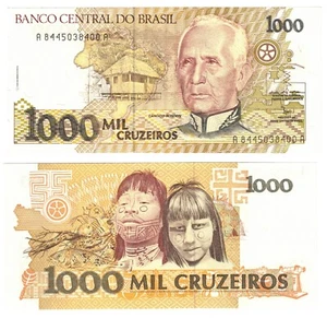 1991 Brazil Brasil 1000 CRUZEIROS P231b UNC Banknote - Picture 1 of 1