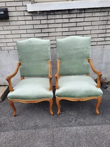 19th century country French pair of living room chairs completely refurbished - Picture 1 of 12