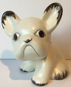 Vtg Sylvac Pottery White Ceramic French Bulldog Dog Vintage England 1950's 5"
