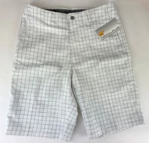 Jack Nicklaus Golf Shorts - White/Gray Check Poly Stretch Flat Front - 28 - New - Picture 1 of 4