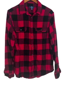 George Men's Long Sleeve Red Plaid Flannel Shirt Size Large - Picture 1 of 4