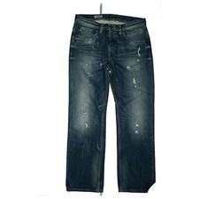 Pepe Jeans Jeanius Men's Trousers Straight 32/32 W32 L32 Blue Destroyed Used