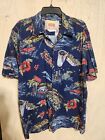 Vintage In-N-Out Burger Mens XL Button Down Hawaiian Shirt Classic Motif On Navy