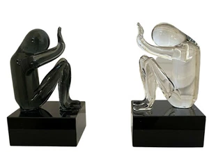 Blown Glass Human Figurine Bookends, Sculpture Book Holder, Valentine Gift - Picture 1 of 3