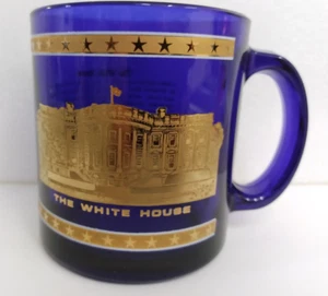 Cobalt Blue Glass Mug / Cup THE WHITE HOUSE 12 Ounce - Picture 1 of 7