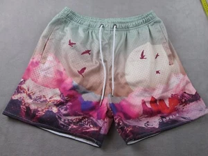 YoungLA Shorts Mens M L Sedona Sunrise Desert Ombre Blue Pink Weightlifting 141 - Picture 1 of 13