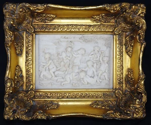 MARMOR RELIEF KINDERBACCHANAL GIUSEPPE ANDREONI GOLDSTUCK RAHMEN ROM 1875 - Picture 1 of 10