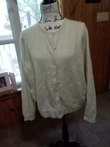 Neiman Marcus cashmere cardigan sweater women 2X Lime Green - Picture 1 of 4