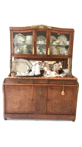 ANTIQUE FRENCH ORMOLU CABINET BUFFET VITRINE MARBLE TOP Cover