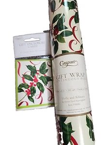 Caspari 8' Continuous Gift Wrap Roll Holly & Ribbons (9506RC) Karen Fjord Kjaerg - Picture 1 of 6