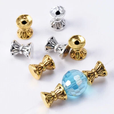 30pcs Hourglass Shape 6.5mm 8mm Antique Gold Tibetan Silver Loose Spacer Beads - Image 1 of 4