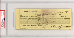Fred Vinson signed bank check PSA DNA auto autograph Supreme Court chief justice - Picture 1 of 2