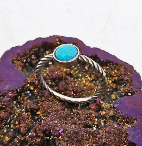 Thomas Sabo - Sterling Silver 925 Turquoise Blue Stone Rope Ring, Size 54, N. - Picture 1 of 3