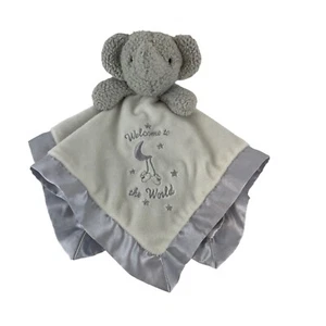 Little Me Gray Elephant Lovey Rattle Security Blanket Satin Trim Welcome - Picture 1 of 7