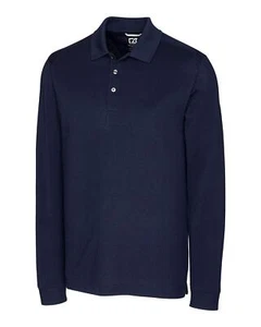 Camisa polo Cutter & Buck para hombre 35+UPF, manga larga Advantage, azul marino, grande EE. UU. - Imagen 1 de 4