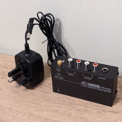 Behringer PP400 ultra-compact phono to line level turntable preamp + power cable - Image 1 of 4