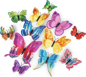 3D Butterfly Wall Stickers Decor 24 Pcs Luminous Colorful Butterfly Wall Deca... - Picture 1 of 7