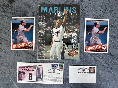 Cal Ripken Jr - First Day HOF Envelopes, 1985 Topps, Orioles Marlins Program - Image 1 of 2