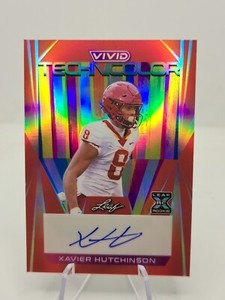 2023 Leaf Vivid Xavier Hutchinson #8/8 Red Technicolor Rookie Auto Texans
