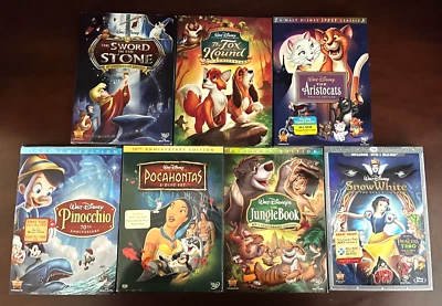 Disney Lot of 7 DVD's (NEW & SEALED) Pocahontas, Fox & Hounds, Snow White, etc Foto 1 de 4