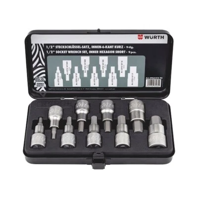 Chiavi a Bussola Corte 1/2 Esagoni Incassati Set 9pz - WÜRTH 096501290 - Immagine 1 di 4