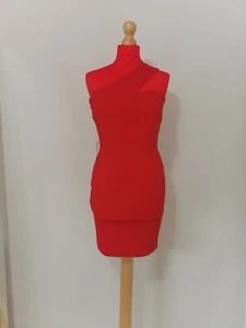 AX Paris Red One Shoulder Cut Out Bodycon Dress Size 10 - Picture 1 of 4