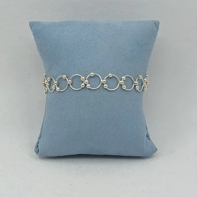 Sterling Silver 925 Modern Moveable Bead Circle Link Bracelet 7.75" 9.22g 9mm - Image 1 of 4