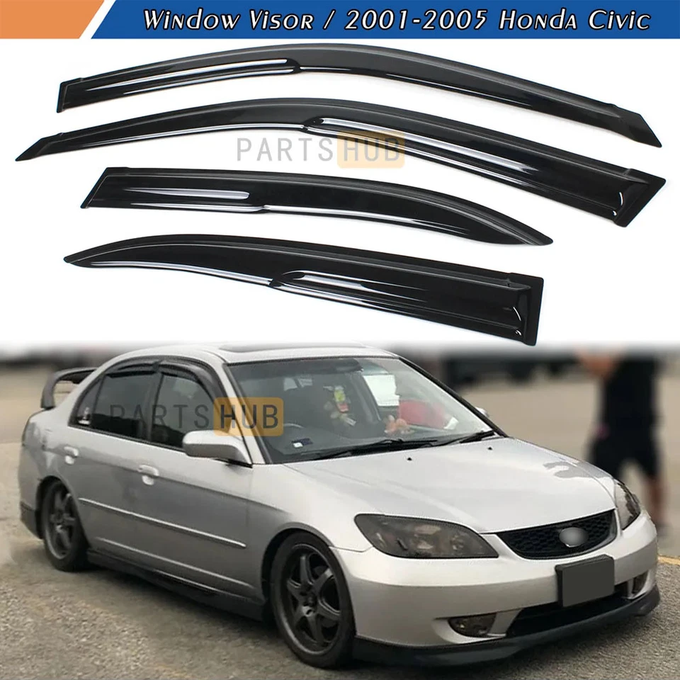 Para Honda Civic JDM Mugen 2001-2005 estilo ventana visera sol lluvia protectores Ysaldiknb Foto 1 de 4