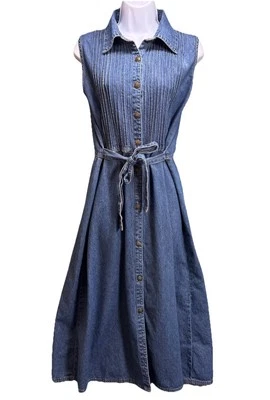 Vestido camisa jeans vintage Cherokee colarinho grande com cinto midi - Imagem 1 de 4