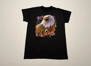 Vintage 1987 Harley Davidson 3D Emblem Tee T Shirt Eagle Lightning USA 80s Biker - Picture 1 of 10