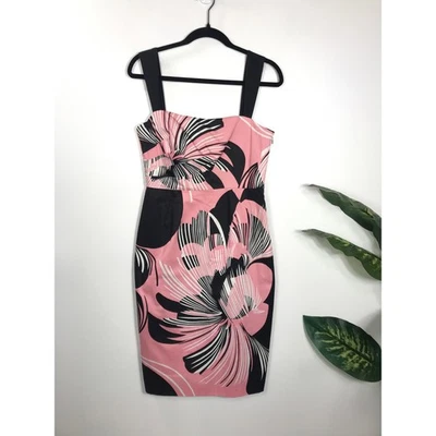Elie Tahari NWT Women's Ginny Dress Couture Sheath Black Pink Floral Party Guest - Image 1 of 4
