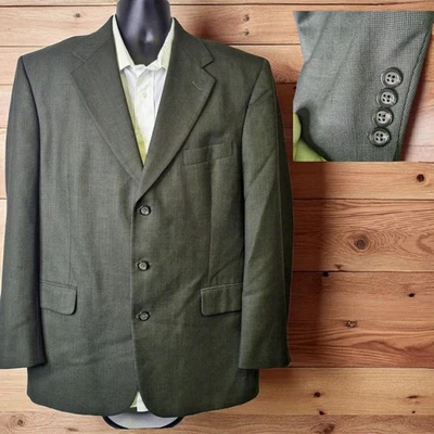 Stafford Jacket Blazer Mens 42R Green Gray Wool Check - Image 1 of 4