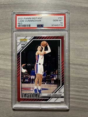 2021 Panini Instant Red Pistons Cade Cunningham Rookie #92 RC SP #/99 PSA 10 - Image 1 of 2