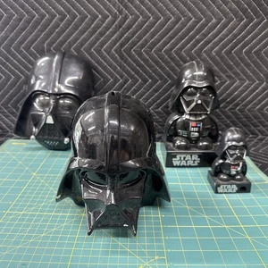 Star Wars Darth Vader LOT Piggy/Coin Bank Black Ceramic, Candy Dispensers, Mask - Picture 1 of 12