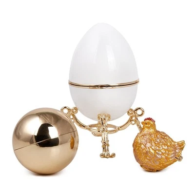 AKM First Hen Faberge Egg Replica Jewelry Box White Gold Easter Egg Яйцо Фаберже